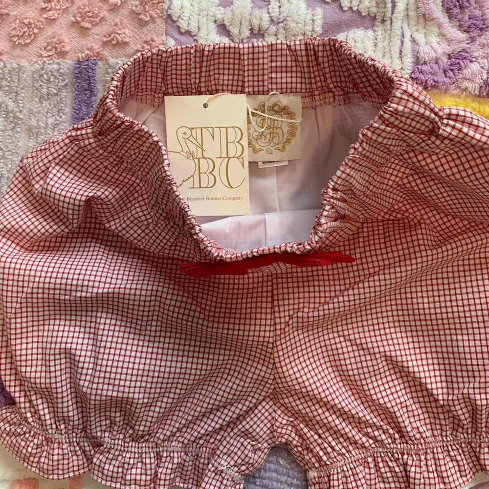 TBBC Red Windowpane Bow Knickers - Picture 2 of 3